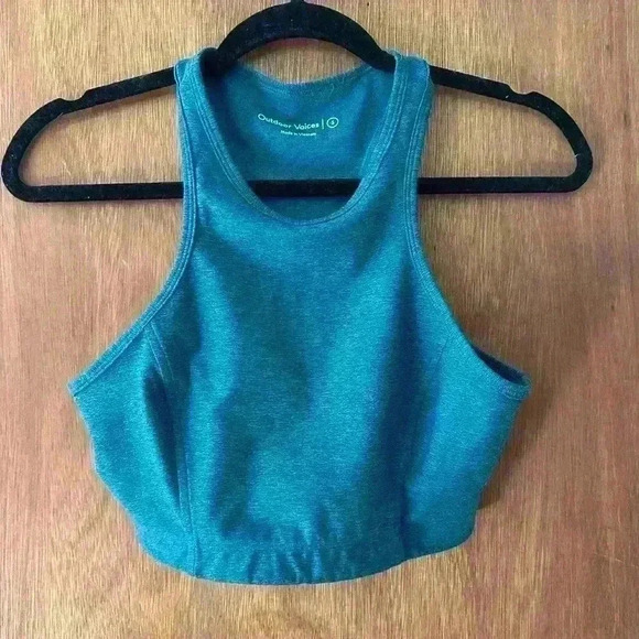 Outdoor Voices Athena Crop Top Sports Bra Emerald Teal Women's S - Picture 6 of 12